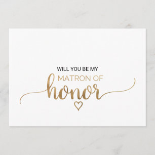 Simple Gold Calligraphy Matron Of Honour Proposal Invitation