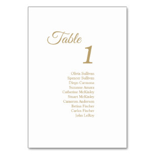 Simple Gold Calligraphy Numéro de table Invités