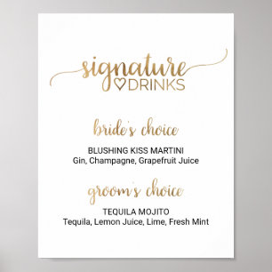 Simple Gold Calligraphy Signature Drinks Sign