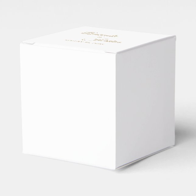Simple Gold Calligraphy Square Favour Box (Front Side)
