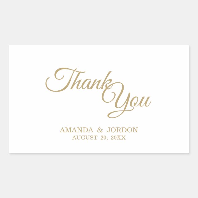 Simple Gold Calligraphy Thank You Sticker (Front)