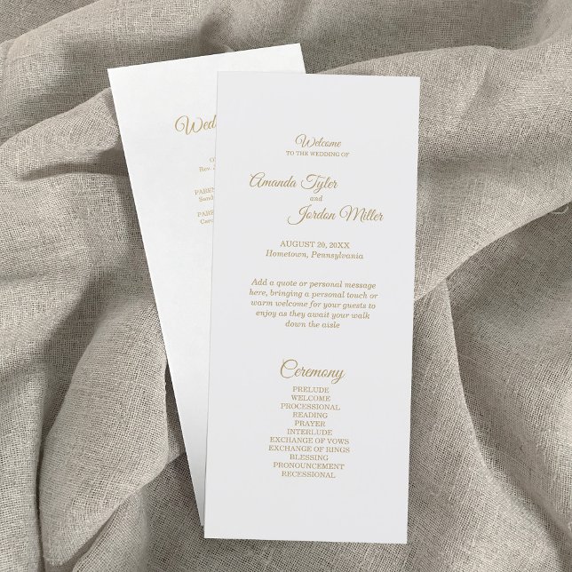 Simple Gold Calligraphy Wedding Programme (Créateur téléchargé)