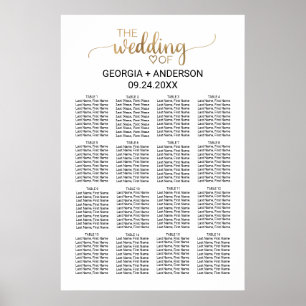 Simple Gold Calligraphy Wedding Seating Chart