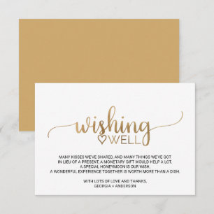 Simple Gold Calligraphy Wedding Wishing Well Enclosure Card