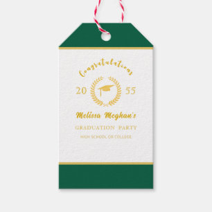 Simple Gold Cap Laurel Wreath Graduation Party Gift Tags