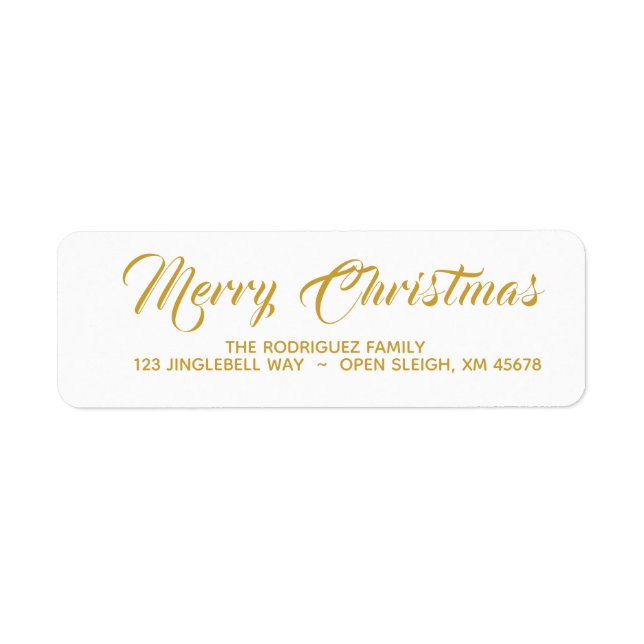 Simple Gold Christmas Address Labels Personalized (Front)