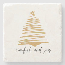 Simple Gold Christmas Decor Stone Coaster Beverage