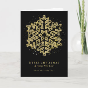 Simple Gold Christmas Glitter Snowflake Corporate  Holiday Card