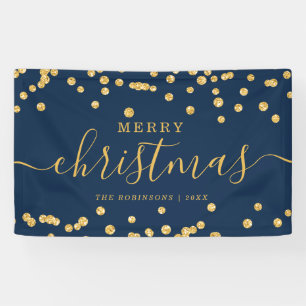 Simple GOLD Christmas Holidays Glitter Navy Banner