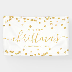 Simple GOLD Christmas Holidays Glitter White Banner