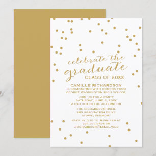 Simple Gold Confetti Graduation Party Invitation