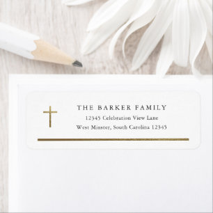 Simple Gold Cross Baptism Adresse de retour