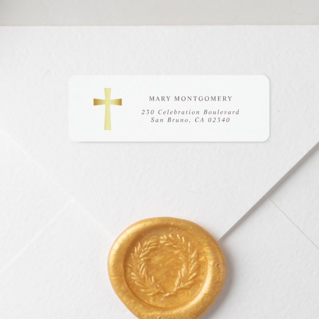 Simple Gold Cross Christian Return Adresse (Return Address Label Mock-up)