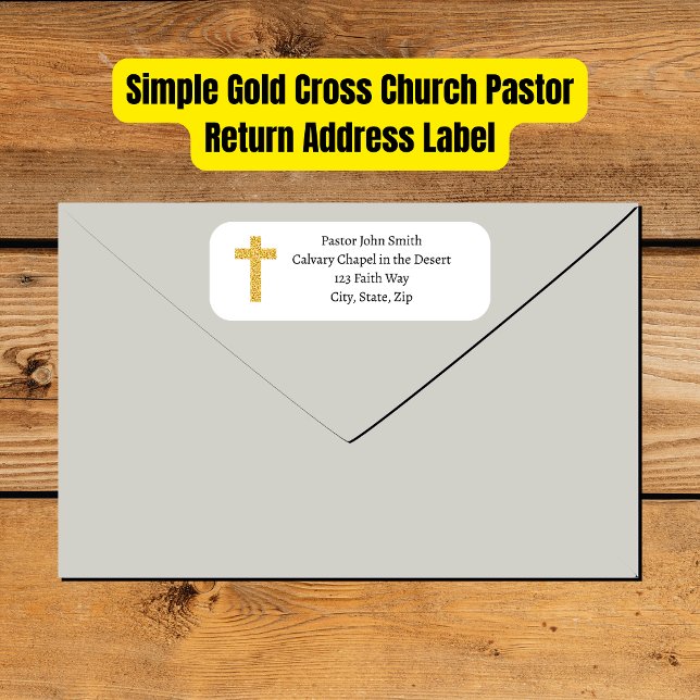 Simple Gold Cross Church Pasteur Adresse de retour (Simple Gold Glitter Cross Church Pastor Return Address Label
)