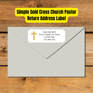 Simple Gold Cross Church Pastor Return Address