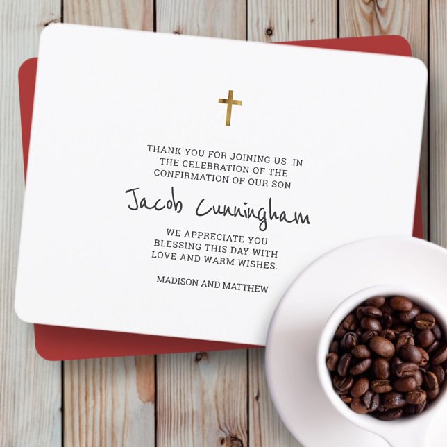 Simple Gold Cross Confirmation Carte de remercieme (Créateur téléchargé)