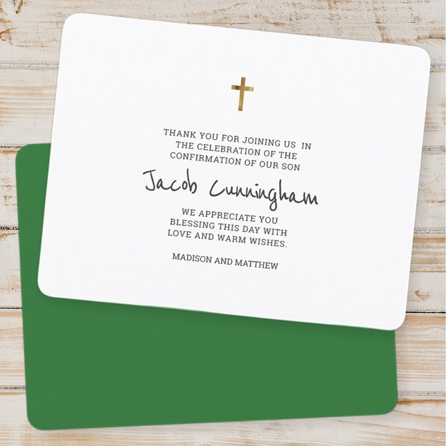 Simple Gold Cross Confirmation Carte de remercieme (Créateur téléchargé)