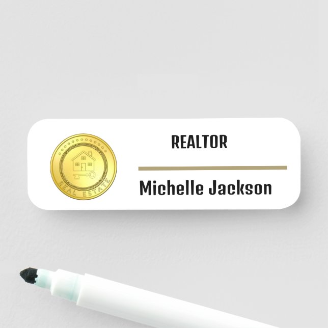 Simple gold custom  business logo name tag (In Situ)