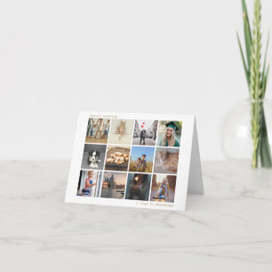 Simple Gold Family Photo Collage Modern Christmas Holiday Card