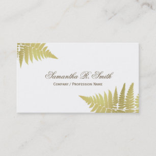 Simple Gold Fern Elegant Woodland Design Business Card