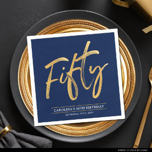 Simple Gold Fifty 50th Birthday Party Napkin