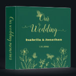 Simple gold flowers emerald green photo album binder<br><div class="desc">Unique simple wedding photo album featuring romantic and elegant gold flowers and butterflies on emerald green background
FOR MORE MATCHING PRODUCTS click on the collection above or contact me.</div>