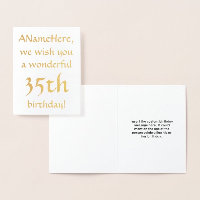 Simple Gold Foil 35th Birthday Greeting Card (Display)