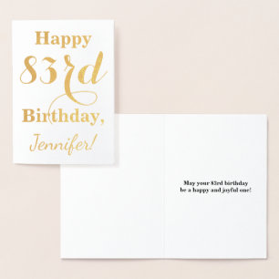 Simple Gold Foil "HAPPY 83rd BIRTHDAY" + Name Foil Card