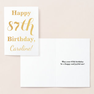 Simple Gold Foil "HAPPY 87th BIRTHDAY" + Name Foil Card