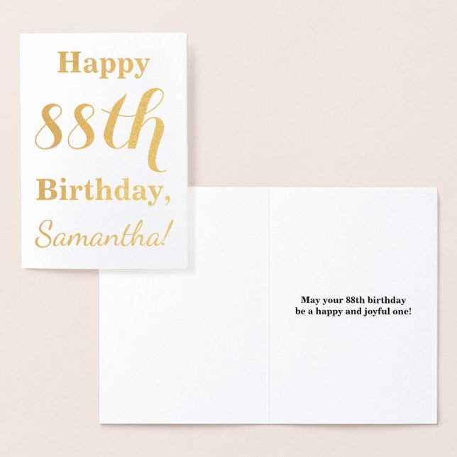 Simple Gold Foil "HAPPY 88th BIRTHDAY" + Name Card (Display)