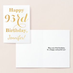 Simple Gold Foil "HAPPY 93rd BIRTHDAY" + Name Card