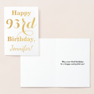 Simple Gold Foil "HAPPY 93rd BIRTHDAY" + Name Foil Card
