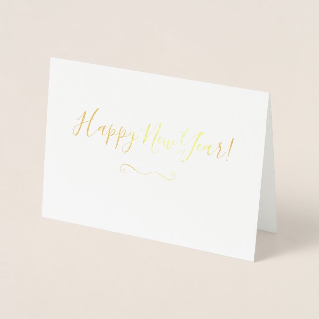 Simple Gold Foil Happy New Year Cards (Front)
