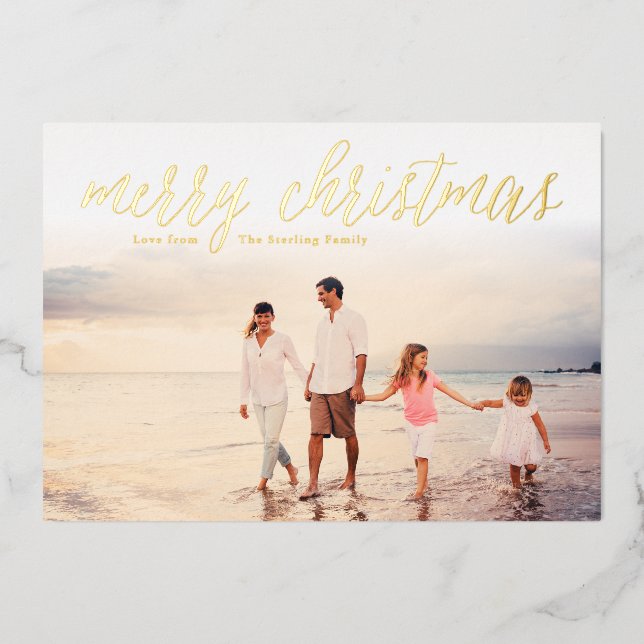Simple Gold Foil Joyeux Cartes photos de Noël (Recto)