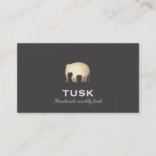 Simple Gold Foil Look Elephant Black Carte de visi