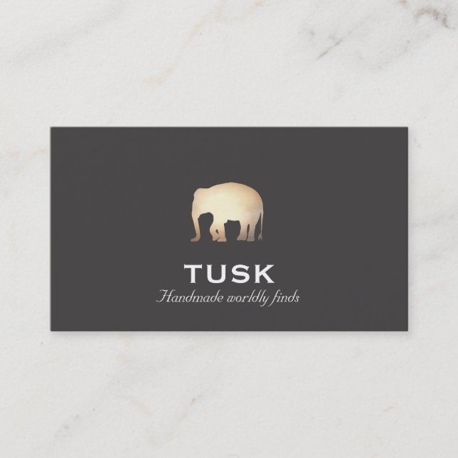 Simple Gold Foil Look Elephant Black Carte de visi (Devant)