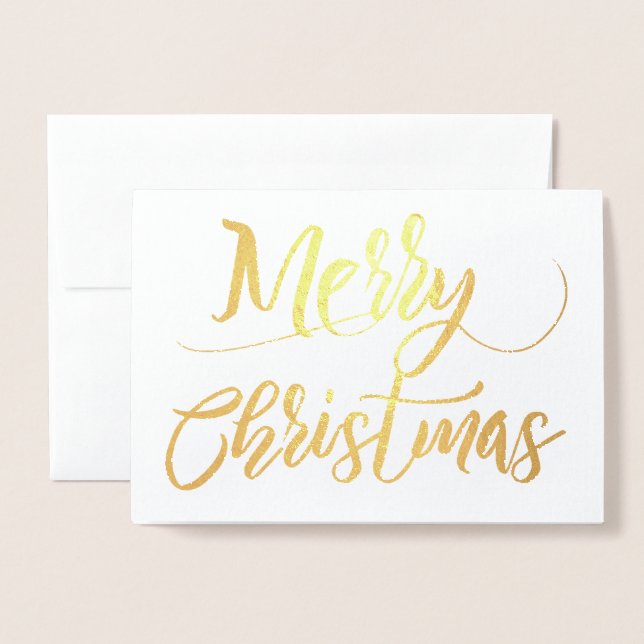 Simple Gold Foil Merry Christmas Card (Front With Envelope)