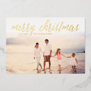 Simple Gold Foil Merry Christmas Photo Cards