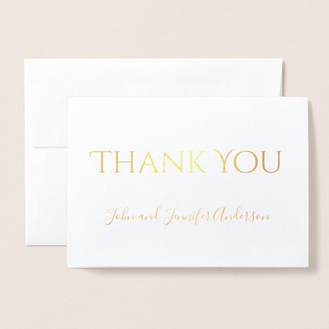 Simple Gold Foil Thank You with Signature Foil Card (Front With Envelope)