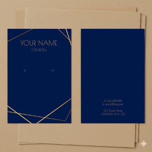 Simple gold geometric blue earring display card