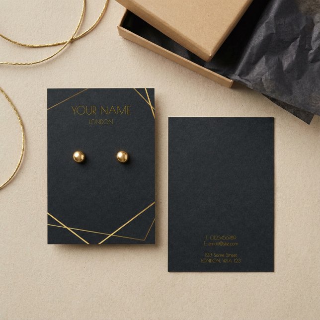 Simple gold geometric earring display card (Simple gold geometric kraft earring display card.)