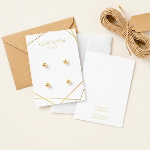 Simple gold geometric white earring display card
