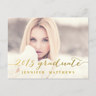 Simple Gold Glam | Graduation Party Invitation Postcard