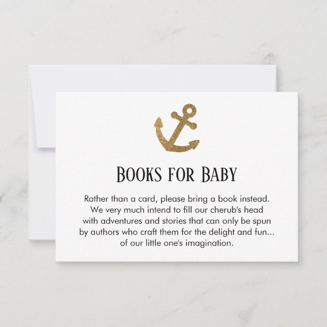 Simple Gold Glitter Anchor Book Request Cards (Front)