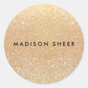 Simple Gold Glitter Classic Round Sticker