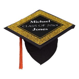 Simple Gold Glitter Graduation Cap Topper