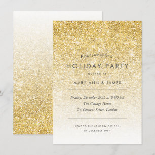 Simple Gold Glitter Holiday Party  Invitation