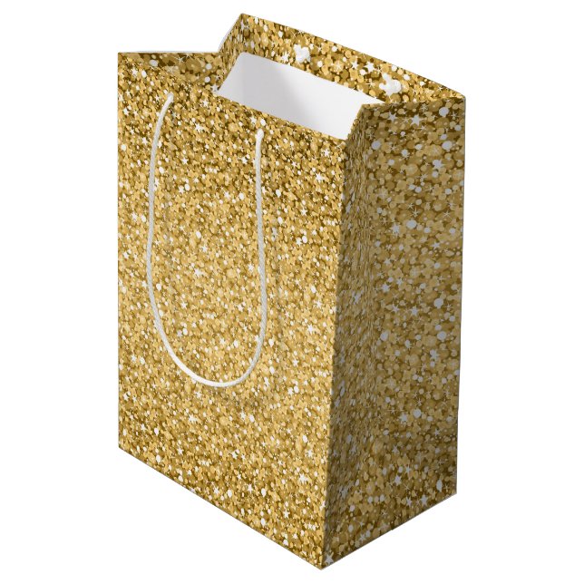Simple Gold Glitter Texture Medium Gift Bag (Back Angled)