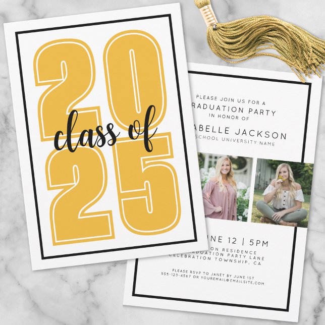 Simple Gold Graduate Photo Graduation Invitation (Simple Gold Graduate Photo Graduation Invitation )