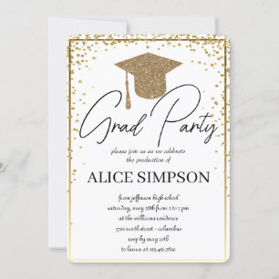 Simple  gold Graduation Party Invitations